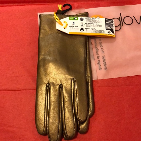 Glovely Accessories - Glovely metallic gold gloves w cashmere lining